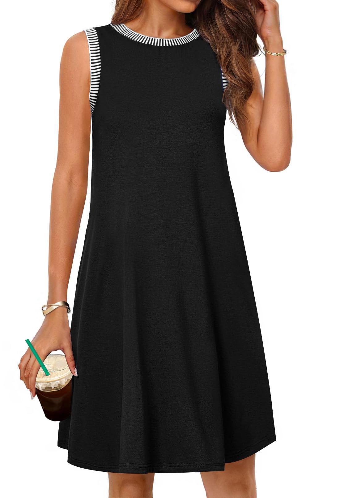 ElanWear Women’s Sleeveless Mini Sundress – Casual Summer Beach Vacation Tank Dress with Pockets