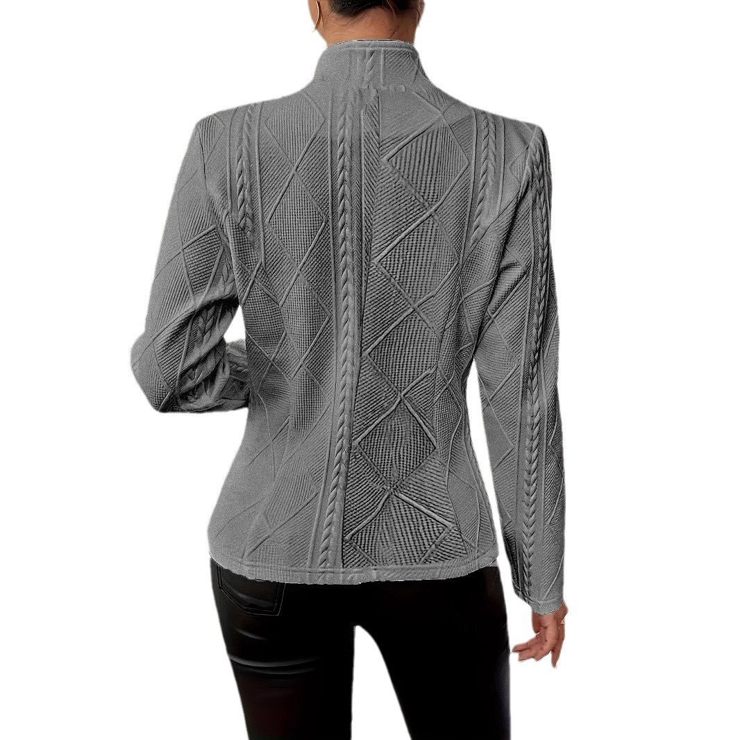 ElanWear Women’s Slim Fit Blazer Jacket – Single-Breasted Stand Collar Office Suit Coat